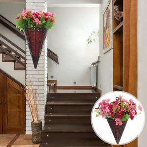 Decorative Flowers Wall Hanging Artificial Realistic Porch Farmhouse Rustic Decorations Pendant Basket Front Door Plastic