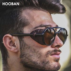 HOOBAN Steampunk Marke Design Sonnenbrille Frauen Männer Retro Runde Männlichen Sonnenbrille Weibliche Vintage Fahren Brillen Schatten UV400