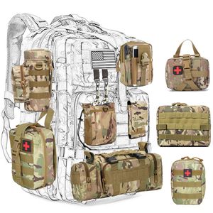 Utomhusväskor Molle Hunting Bag Tillbehör Midja Pack Survival Tools Pouch EDC -satser för taktiska bälten axel ryggsäck 230713