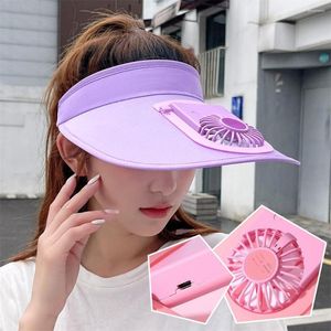 Geniş Memlu Şapkalar Nefes Alabilir UV Koruma Vizörü Kadınlar Yaz Güneş Şapkası Dış mekan ayarlanabilir Boş Üstü Yüklenebilir Soğutma Fanı Bisiklet