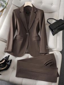 Women's Two Piece Pants Red Coffee Black Office Ladies Pant Suit Women Formal Jacket And Trouser Female Business Work Wear 2 Blazer Set