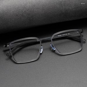 Sunglasses Frames 2024 Men's Business Formal Style Rectangular Acetate Titanium Frame Glasses Male Non-screws Optical Myopia Lenses