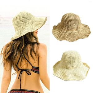 Шляпа шляпы широких краев солнце для женщин шляпа пляж складываемые упаковывающие кепку