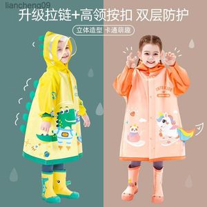 Capa de chuva infantil para meninos e meninas, capa de chuva para bebês, jardim de infância, corpo inteiro, à prova d'água, alunos da escola primária com mochilas escolares L230620