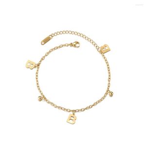 Anklets Gold Color Letter For Women Men Ankle Bracelets Jewelry Stainless Steel Foot Chain Cute Summer Accessories