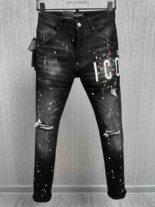 Jeans uomo moda classica Hip Hop Rock Moto Jeans uomo design casual strappati Jeans skinny denim effetto consumato 2034 Dsquare D2 Dsqs Dsq2s K4MP