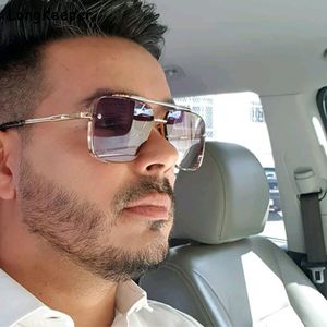 2021 Fashion Cool Men Driving Óculos Goggle Summer Style Gradient Brown Óculos de Sol Vintage Pilot Óculos de Sol Punk Oculos De Sol