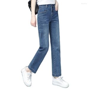 Women's Jeans Straight Leg Ankle Length Cropped 2023 Autumn Spring High Waist Slimming Stretch Casual Denim Pants S To 3XL