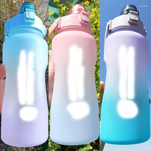 Butelki na wodę zdrowe życie odżywianie 2000ML gradientowy czajnik sportowy na świeżym powietrzu Fitness Space Cup pokrywka butelka ze słomką