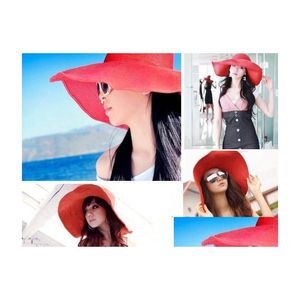 Wide Brim Hats Hawaii Beach Cap Large Floppy Summer Sun St Derby Hat Packable Flexible Holiday Drop Delivery Fashion Accessories Sca Dh8Of