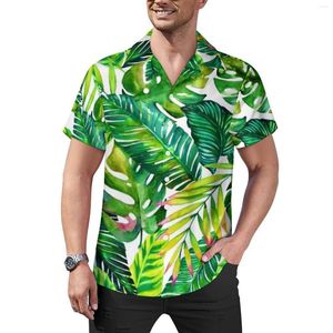 Camicie casual da uomo Camicia da spiaggia con foglie di banano con stampa tropicale Camicette vintage hawaiane Uomo Taglie forti