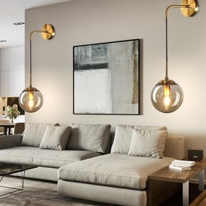 Wall Lamps Nordic Post-Modern Bronze Living Room Dining Bedroom Aisle Corridor Creative Exterior Glass Lamp Bedside Lighting