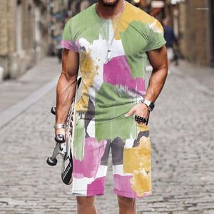 Agasalhos masculinos verão homens/mulheres conjuntos de impressão 3D arte abstrata doodle camisa manga curta botão shorts de praia dois conjuntos streetwear 2 peças