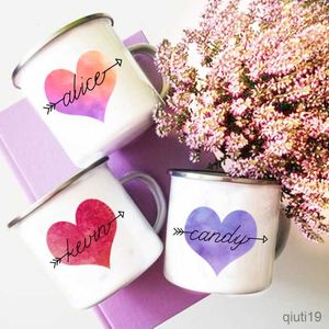 Mugs Personalized Mug Custom Love Heart with Name Cup Wine Coffee Hot Cocoa Mugs Bride Bridesmaid Mothers Day Valentine Gifts for Her R230713