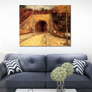 Ручная нарисованная текстурированная холст -арт -дорога с подземным переходом. Виадук 1887 Винсент Ван Гог живопись натюрморт