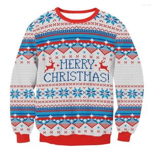 Moletons Masculinos FELIZ NATAL Estampados Digitais Feminino Outono Inverno Chrimas Suéter Floco de Neve Roupas Soltas Camisolas Casal com gola redonda