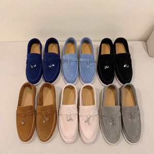 Summer Walk shoes Charms suede loafers Moccasins Apricot Genuine leather men casual slip on flats women Luxury Designers flat Dress shoe factory footwear