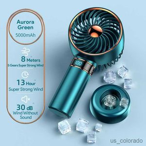Electric Fans Portable Air Conditioner 5000mAh Recharge Handheld Mini Fan USB Hand Hold Small Pocket Fan with Data Disply Table Stand Home R230713