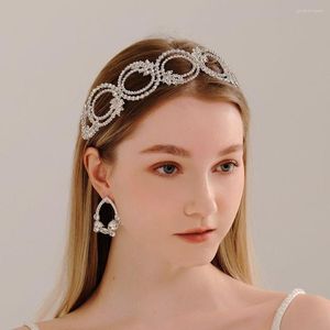 Nakrycia głowy 3PC/Set Rhinestone Wedding Bridal Biżuteria Zestaw Crown Crown For Women Party