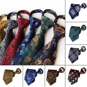 Bow Ties Paisley Zipper For Men Skinny Blue Red Neck Tie Flolar Plaid Neckties Men's Party Wedding Automatic Lazy