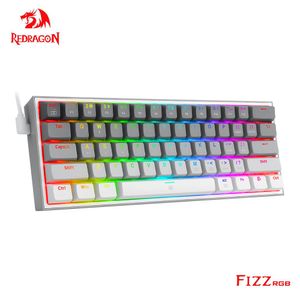 Keyboards REDRAGON Fizz K617 RGB USB Mini Mechanical Gaming Wired Keyboard Red Switch 61 Key Gamer for Computer PC Laptop detachable cable 230712