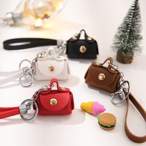 Nyckelringar Lanyards Fashion Pu Leather Mini Wallet Keychain Car Bag Key Holder Coin Purse Earphone Box Case Storage Handbag Women Party Gifts 230712