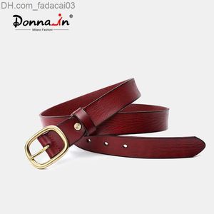 Belts Donna in Natural Cowhide Belts for Women Premium Wine Luxury Italian One Piece Leather 3CM Wide Z230714