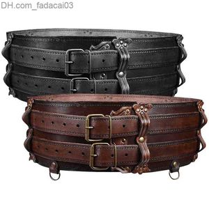 Belts Medieval Larp Adventurer belt Viking leather belt accessories Celtic double belt Steampunk belt Z230713