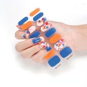 Nail Stickers Summer Simple Blue Sticker Semi Cured Gel Set For UV Lamp Nails Art Decoration DIY Charms