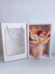 High Quality Natural Flowers Bouquets Real Rose Eternal Rose Bouquets Preserved Rose Ming Fern Gift Bag Christmas Valentine's Day Gifts