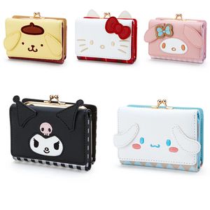 New PU Women's Casual Short Wallet Cartoon Kunomi Style Zipper Buckle Card Bag Leather Clip