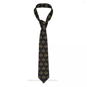 Muszki Nevy złoty masonem kwadratowy kompas klasyczny męski drukowany poliester 8cm szerokość krawat na imprezę cosplay akcesoria