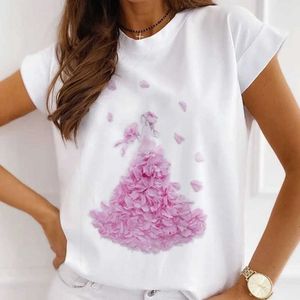 T-Shirt Women's fashion top Summer balloon Iris japonica printed girls casual loose short sleeve white bottom T-shirt G220612