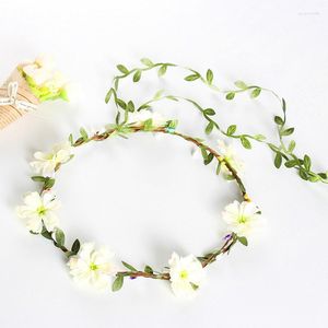 Headpieces Wedding Floral Garland Headband Bride Flower Crown Bohemian Faux Rose Wreaths Braided Hair Vine Headpiece Ornament