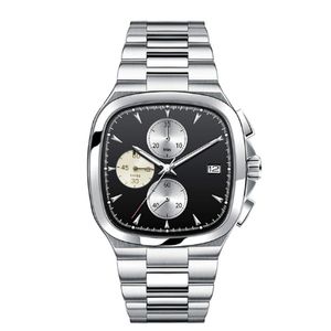 Топ -квадратные мужские смотрят все циферблаты Япония Quartz Movement Watch Stainless Steel Steel Chronograph Нарученные часы Super Luminous Montre de Luxe