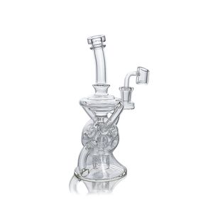 Waxmaid 7.68inches Ballsphere Recycler clear hookah beaker Glass water pipe and 14mm quality quartz bowl 90 degree Banger US warehouse retail order free shipping