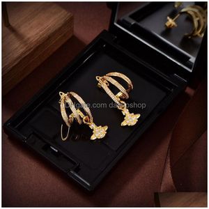 Stud Mode Designer Ohrring Frau Brief Vivian Diamant Perle Gold Hoop Earing Westwood Frauen Trend Ohrringe 4541212 Drop Lieferung Dhlnb