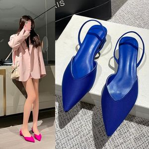 Sandaler Fashion Summer For Women Solid Point Toe Low Heel Grunt Shoes Sexy Party Wedding Slingback Mules FD