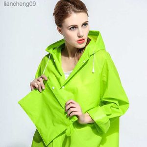 New Eco-friendly impermeabile verde gelatina EVA trasparente giacca a vento uomo e donna impermeabile con cappuccio impermeabile all'aperto poncho L230620