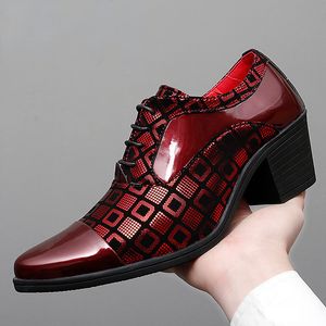 Отсуть обувь мужчины формальные высокие каблуки мужские оксфорды заостренные ноги для ноги для мужчины роскошная свадебная вечеринка кожа 230712