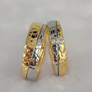 Conjuntos de casais de casamento martelados de alta qualidade para homens e mulheres, amantes da África Ocidental, joias banhadas a ouro 14k 230712
