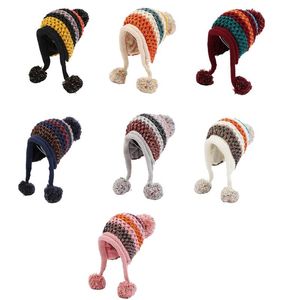 Berets All-match Knitted Color Matching Wool Hat Adjustable Ear Protection For Outdoor Activities Sport In Cold Weather L5YB