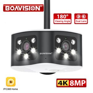 IP -камеры Boavision Outdoor 4K 8MP 6MP 180 Ultra Wide View Ange Conge Panoramic Wi -Fi Двойной линз Фиксированную камеру AI Detection Cam Security Cam 230712