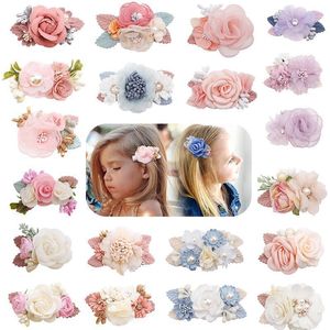 Hårtillbehör Europeiska prinsessor Style Flower Hairpins For Baby and Little Girl Imitation Headdress Kids 3 PCS Set 230713