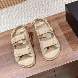 Lato nowy płaski dół oryginalny skóra C Haczyk damski sandały damskie buty wszechstronne gęste buty rzymskie na plaży luksusowe sandały rozmiar 35-41+pudełko