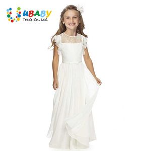 Flickans klänningar Fashion Girl Cotton Princess Dress Summer Children's Wedding Clothing Girls Chiffon All White Beach Dresses Party Kids Clotheshkd230712