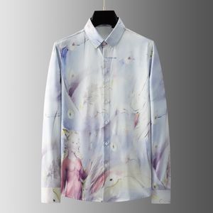 Camicia stampata artistica di lusso per uomo Camicie casual Fti a maniche lunghe Slim Fashion Star Stage Abbigliamento da uomo Camicetta da smoking per feste sociali