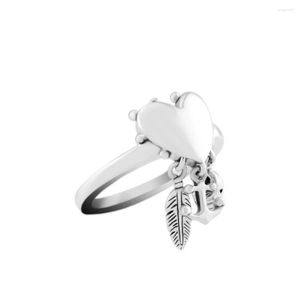 Cluster Rings ckk 925 Sterling Silver Heart Spiritual Symbols Ring for Women Original smycken Making Jubileumsgåva