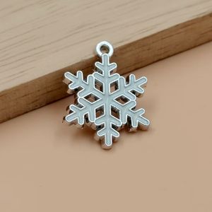 20st -legering Emalj snöflinga charms vinter tema julhängare bulk för smycken gör charms halsband armband ankel örhänge