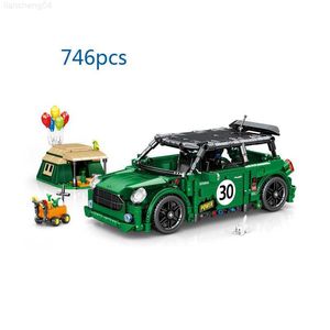 Blocos Escala Técnica Bloco de Construção de Carro de Rally Mini Coopers Modelo Puxar para Trás Veículo Tijolos de Corrida Coleção de Brinquedos Para Meninos Presente L230713